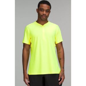 Luluemon Men's Vented Tennis Short Sleeve Shirt, Neon Yellow, Size XL